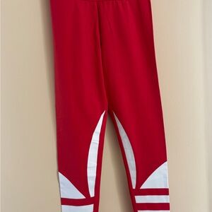Adidas Red and White Athletic Leggings